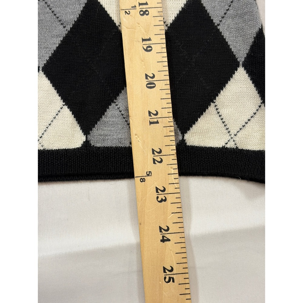 Brooks Brothers 346 M Black Argyle 100% Merino Wool Sleeveless Sweater Vest - Picture 7 of 7